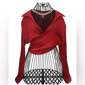 Red metallic red blouse size M(8/10)